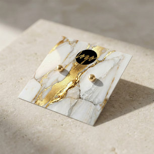 Marble Gold Earrings Display Card Elegant