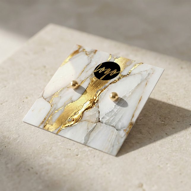 Marble Gold Earrings Display Card | Elegant (#earringsdisplaycard #jewelrypackaging #luxuryjewelry #marbleandgold #jewelrybranding #earringholder)