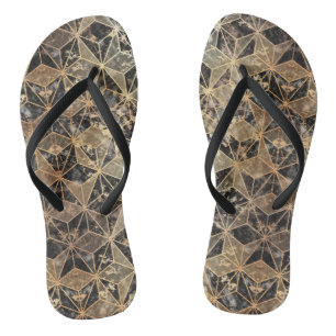 Marble & Gold Geometric Pattern Flip Flops