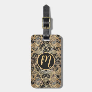 Marble & Gold Geometric Pattern Luggage Tag