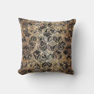 Marble & Gold Geometric Pattern Throw Pillow