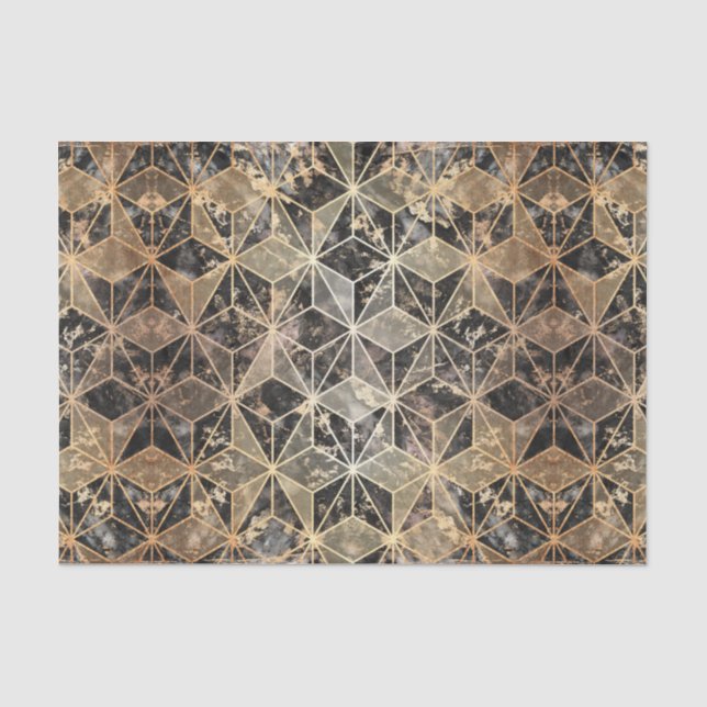 Marble & Gold Geometric Pattern Tissue Paper (Front)