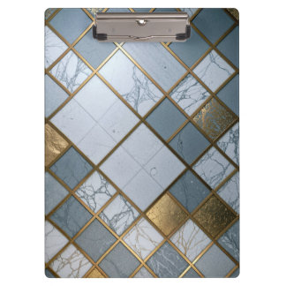 Marble Gold Grid Luxury Geometry Clipboard