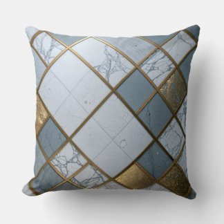 Marble Gold Grid Luxury Geometry Throw Pillow