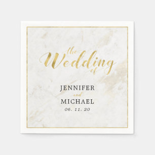 Marble & Gold   Modern Typography Wedding Napkin