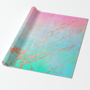 Marble gold pink green birthday wedding gift wrap