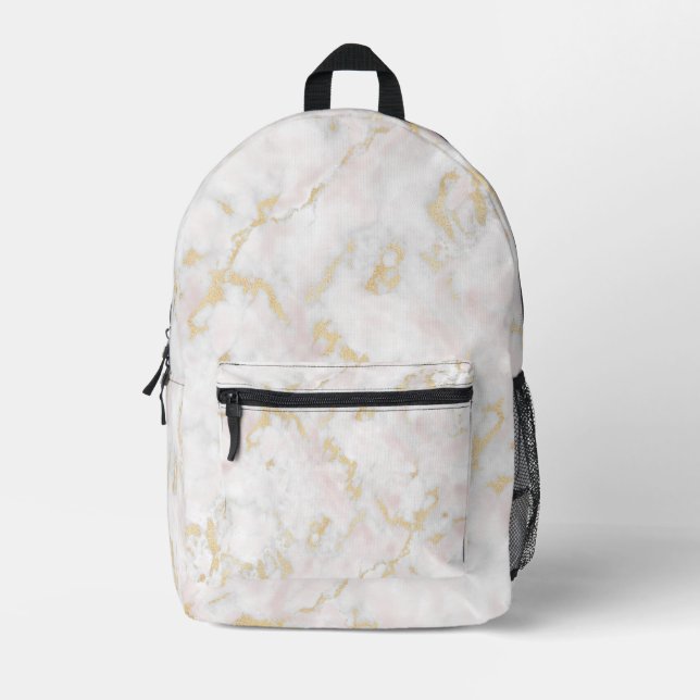 Marble Gold print backpack bookbag (Front)