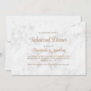 Marble & Gold Script Design Rehearsal Dinner Invitation