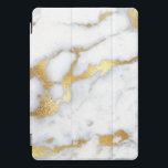 Marble Gold Stone Carrara Grey Abstract Elegant iPad Pro Cover<br><div class="desc">florenceK design</div>