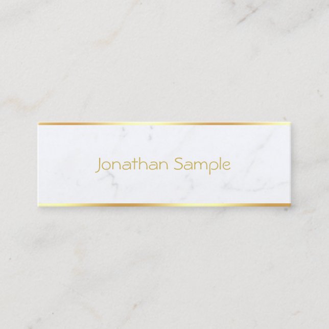 Marble Gold Text Template Sophisticated Modern Mini Business Card (Front)