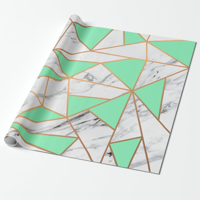 Marble Golden Mosaic Wrapping Paper (Unrolled)