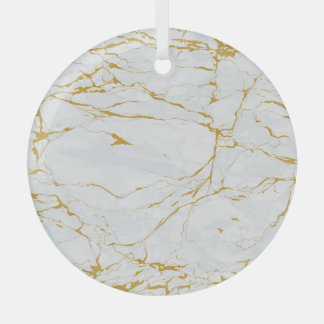 Marble Golden Texture Seamless Pattern Glass Ornament