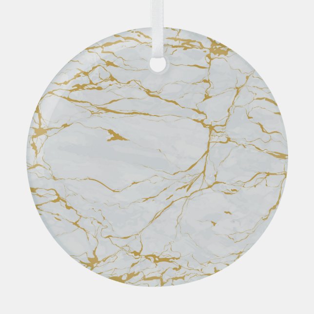 Marble Golden Texture Seamless Pattern Glass Ornament (Front)