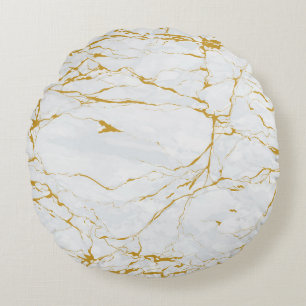 Marble Golden Texture Seamless Pattern Round Pillow