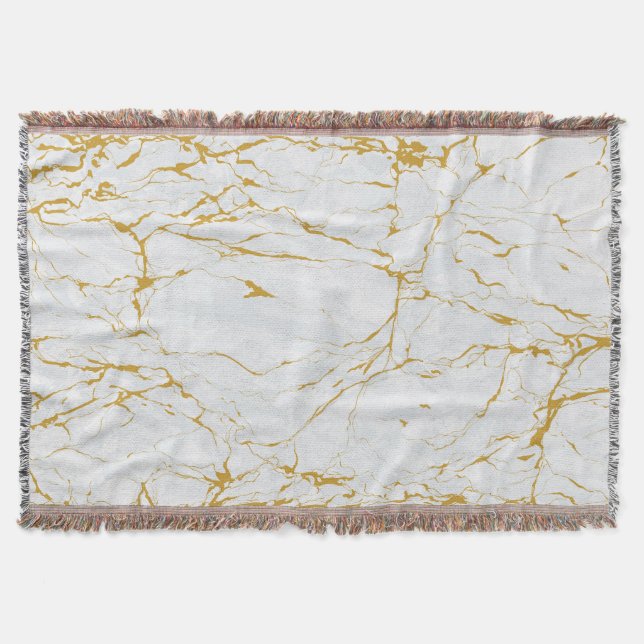 Marble Golden Texture Seamless Pattern Throw Blanket (Front)