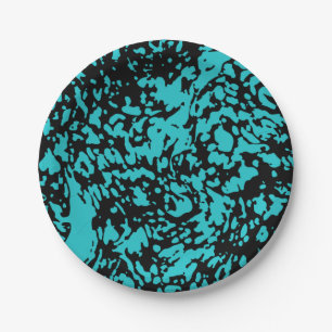 Marble Granite Texture Blue Paper Plate