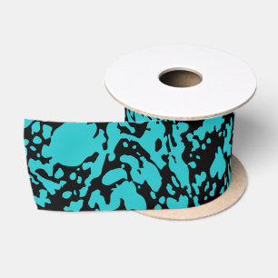 Marble Granite Texture Blue Satin Ribbon