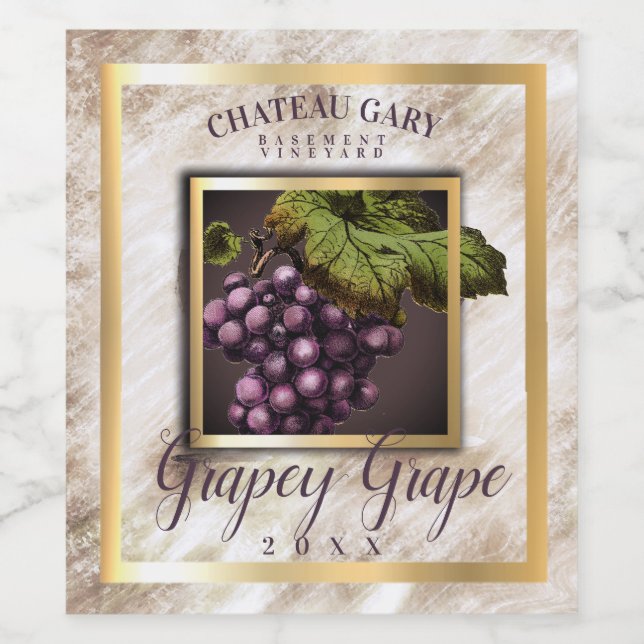 Marble grapes red wine personalized wine label (Single Label)
