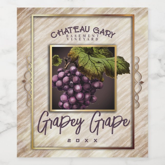 Marble grapes red wine personalized wine label (Single Label)