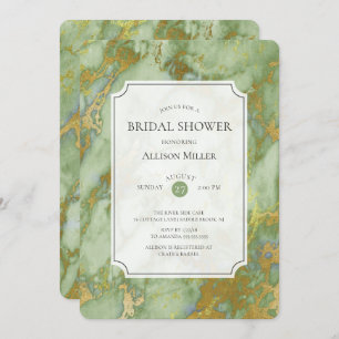 Marble Green Gold Bridal Shower Invitation