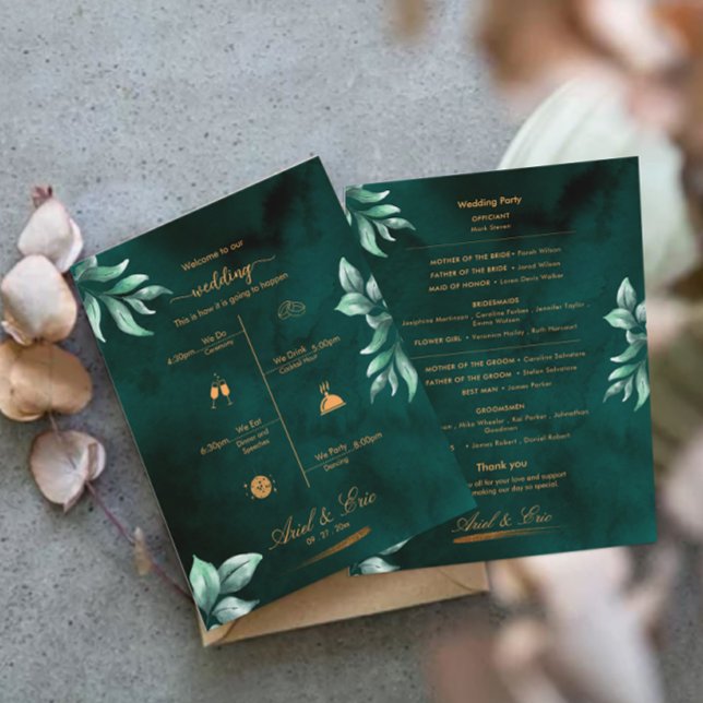 Marble Greenery Classic Elegant Wedding Program (Creator Uploaded)