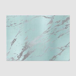 Marble Grey Aqua Blue Metallic Silver Tissue Paper