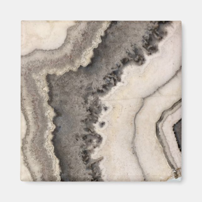 Marble grey black white agate natural gemstone   magnet (Front)
