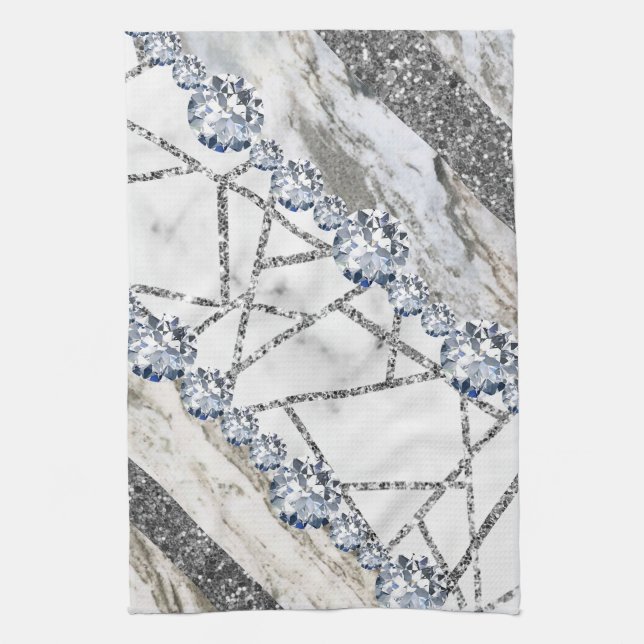 Marble Grey Gold White Kitchen Towel (Vertical)