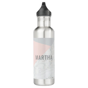 Marble, grey, rose gold pink modern 710 ml water bottle