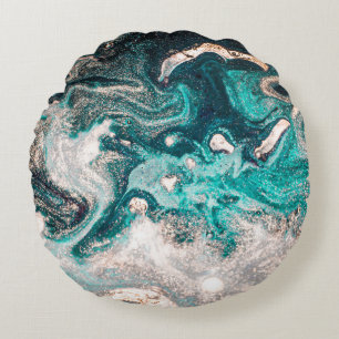 Marble Handmade: Traditional Luxury Texture. Round Pillow