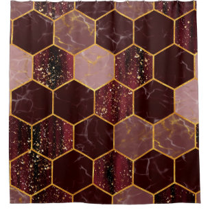Marble hexagon seamless texture with gold