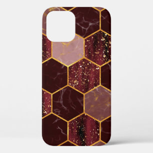 Marble hexagon seamless texture with gold iPhone 12 case