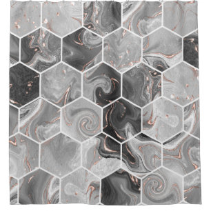Marble hexagon seamless texture with gold pattern