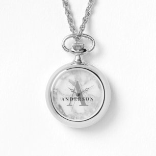Marble initial monogram watch