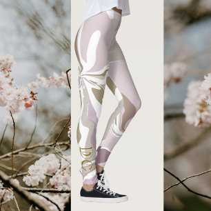 Marble initials cute blush pink rose gold white  leggings