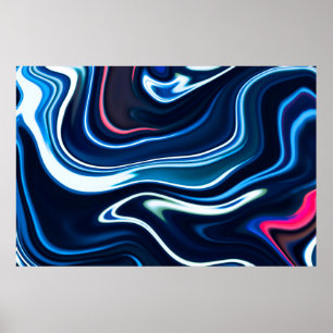 Marble ink colourful. Blue marble pattern texture Poster