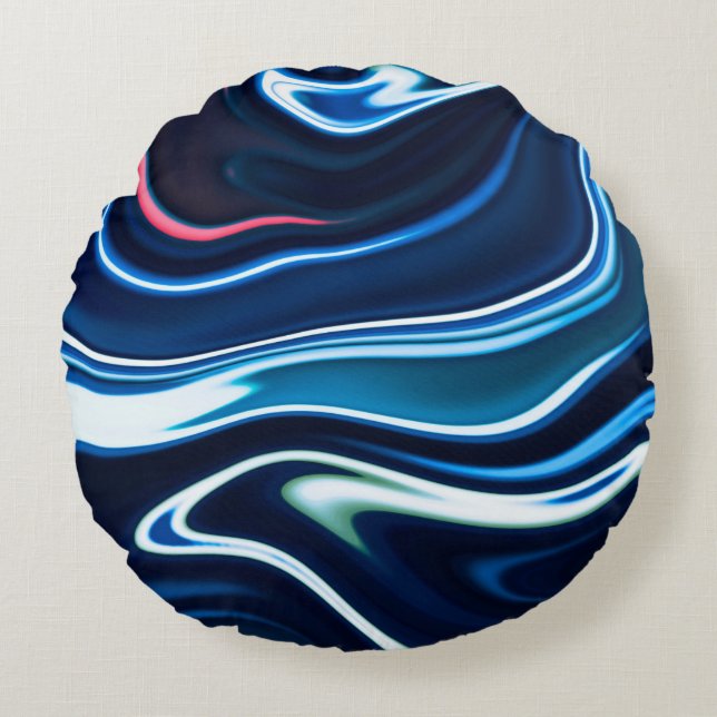Marble ink colourful. Blue marble pattern texture  Round Pillow (Front)