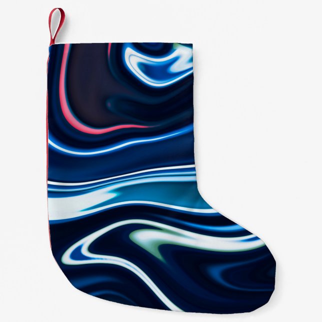 Marble ink colourful. Blue marble pattern texture  Small Christmas Stocking (Front)