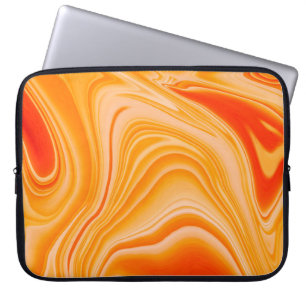 Marble ink colourful. Orange marble pattern of the Laptop Sleeve