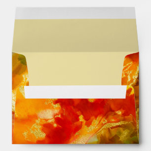 Marble ink, gold, and yellow envelope