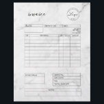 Marble Invoice Small Business Supplies Letterhead<br><div class="desc">Build your customer's trust with these invoice letterhead sheets that have a elegant marble background and standard text typeface. Not only are they professional and easy to read, they have convenient sections that you can edit in the design tool. On the back, there is an option to add your logo,...</div>