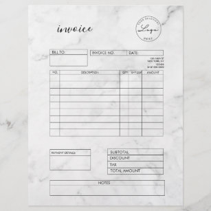 Marble Invoice Small Business Supplies Letterhead