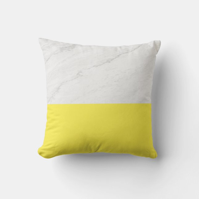 Marble lemon yellow throw pillow (Front)