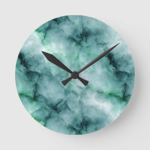 Marble -Like Texture in Light Mint Green Round Clock