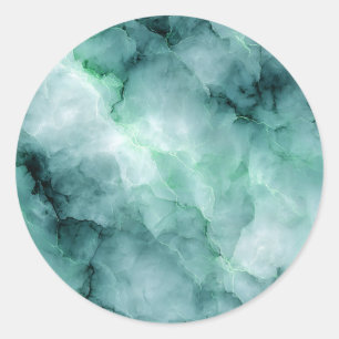Marble-Like Texture in Teal-Green and Color Veins Classic Round Sticker