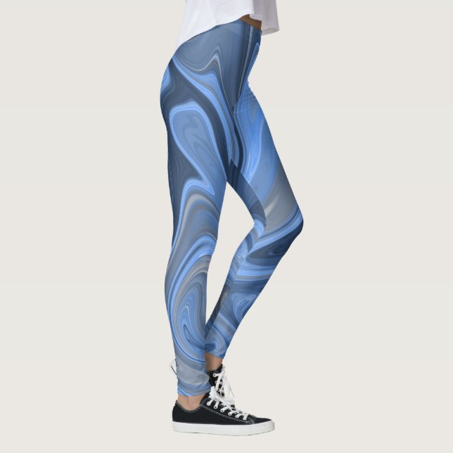 Marble Liquid Blue Navy  Pattern Leggings (Right)