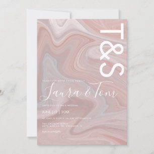 Marble Liquid Blush Pink Typography Wedding Invitation