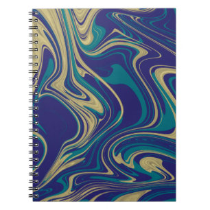 Marble Liquid Faux Gold Blue Greenish     Notebook