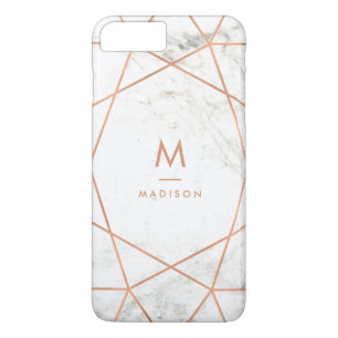 Marble Look with Faux Rose Gold Geometric Pattern Case-Mate iPhone Case