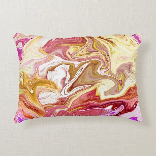 Marble Magic: Colourful Abstract Design Accent Pillow (Front)